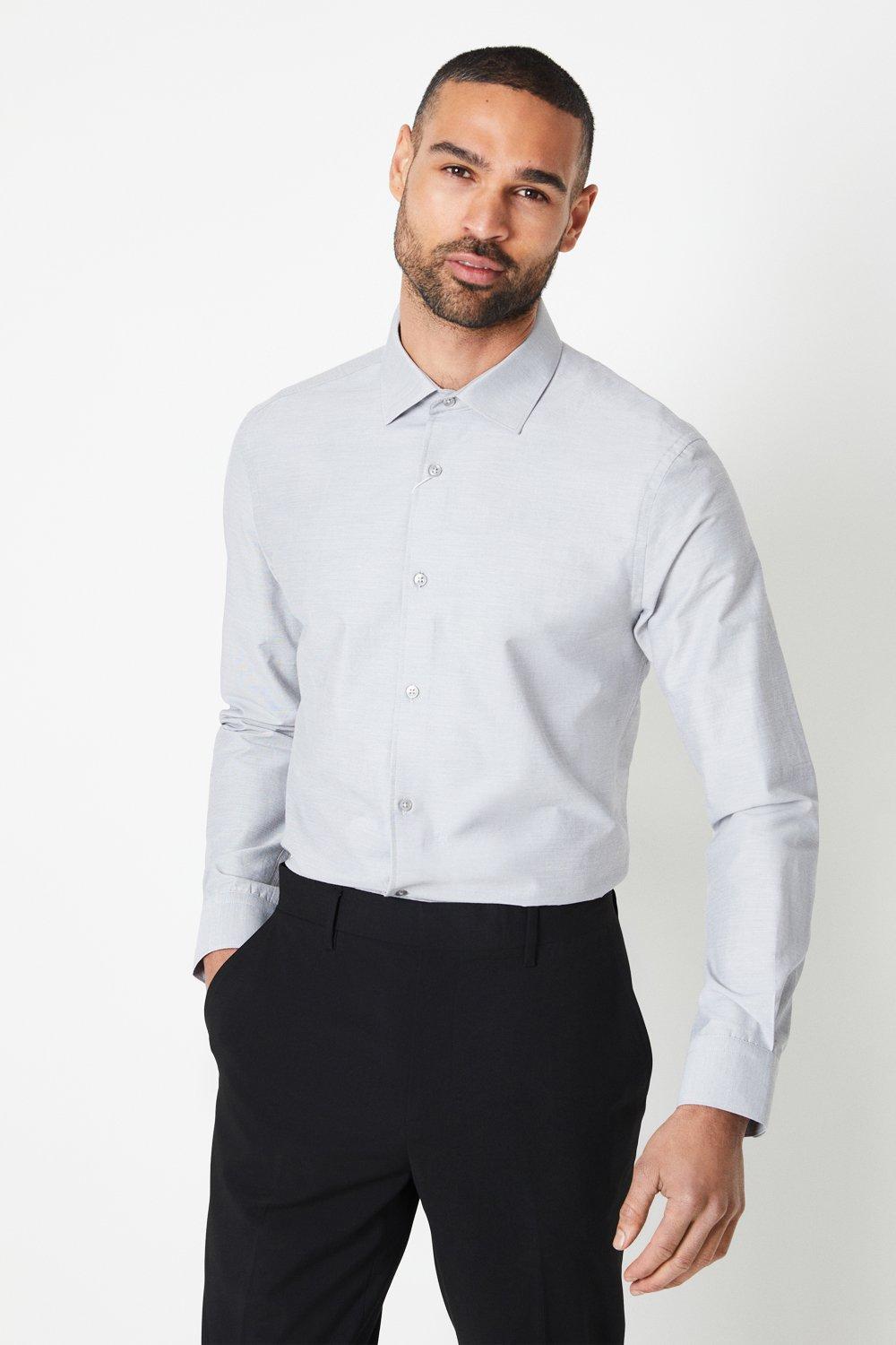 Mens Easy Iron End On End Slim Fit Shirt